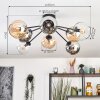 Koyoto Plafoniera, Lampada a sfera 85 cm Ambrato, Cromo, Chiaro, Grigio fumo, 8-Luci