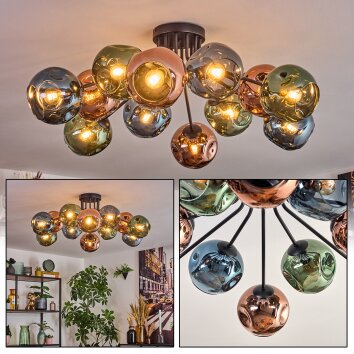 Ripoll Plafoniera, Lampada a sfera Blu, Verde, Ramato, 12-Luci