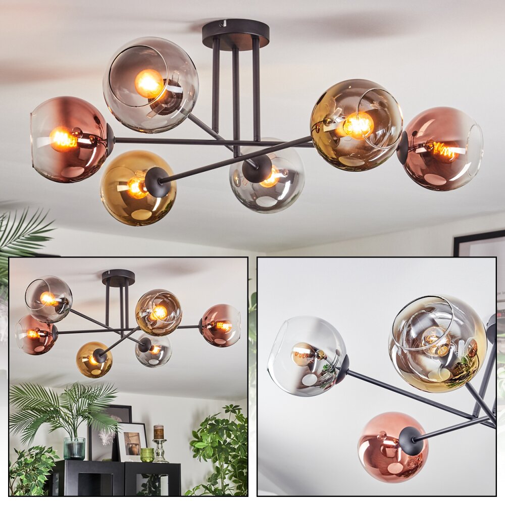 Koyoto Plafoniera, Lampada a sfera 72 cm Oro, Chiaro, Ramato, Grigio fumo, 6-Luci main product photo