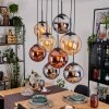 Gastor Lampadario a sospensione, Lampada a sfera, Lampada a sospensione Ambrato, Cromo, Ramato, Grigio fumo, 8-Luci
