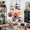 Gastor Lampadario a sospensione, Lampada a sfera, Lampada a sospensione Ambrato, Cromo, Ramato, Grigio fumo, 8-Luci