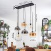 Koyoto Lampadario a sospensione, Lampada a sfera, Lampada a sospensione Ambrato, Chiaro, Grigio fumo, 6-Luci