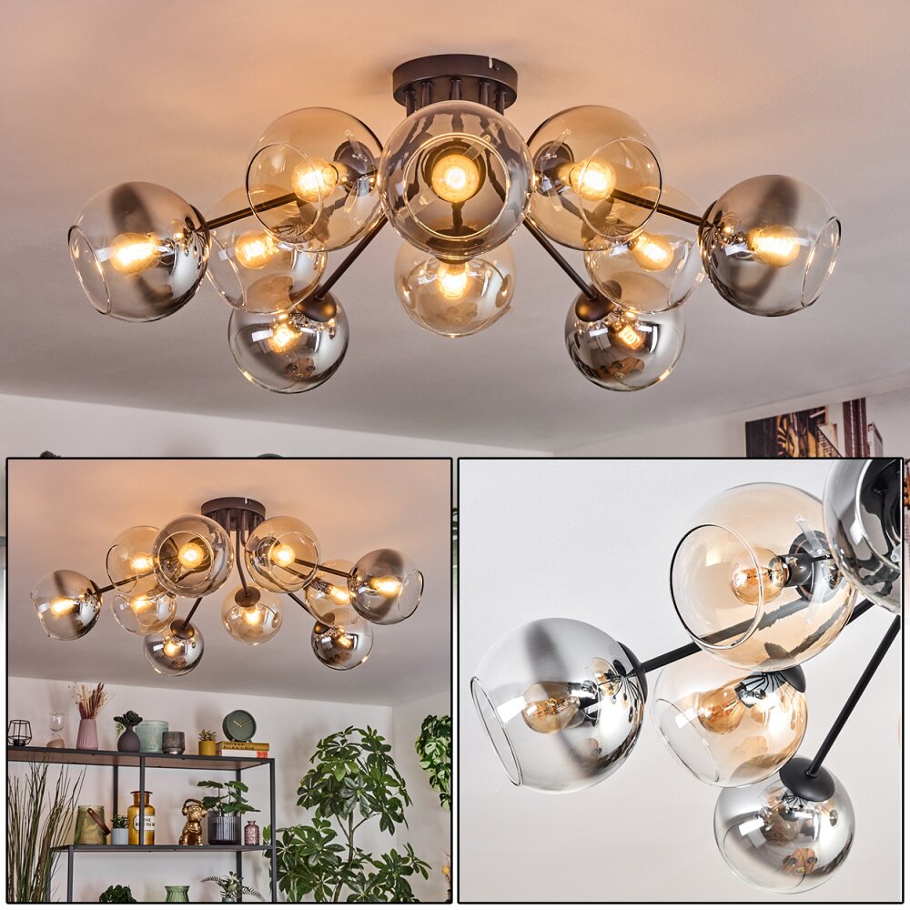 Koyoto Plafoniera, Lampada a sfera 81 cm Ambrato, Chiaro, Grigio fumo, 10-Luci main product photo