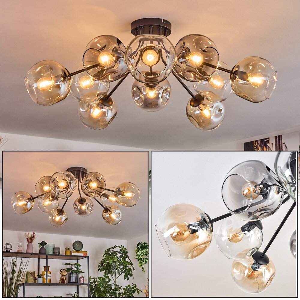 Ripoll Plafoniera, Lampada a sfera Ambrato, Chiaro, Grigio fumo, 10-Luci main product photo