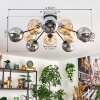 Koyoto Plafoniera, Lampada a sfera 82 cm Ambrato, Grigio fumo, 10-Luci