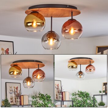 Koyoto Plafoniera, Lampada a sfera 40 cm Écru, Nero, 3-Luci