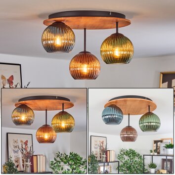 Koyoto Plafoniera, Lampada a sfera 40 cm Écru, Nero, 3-Luci