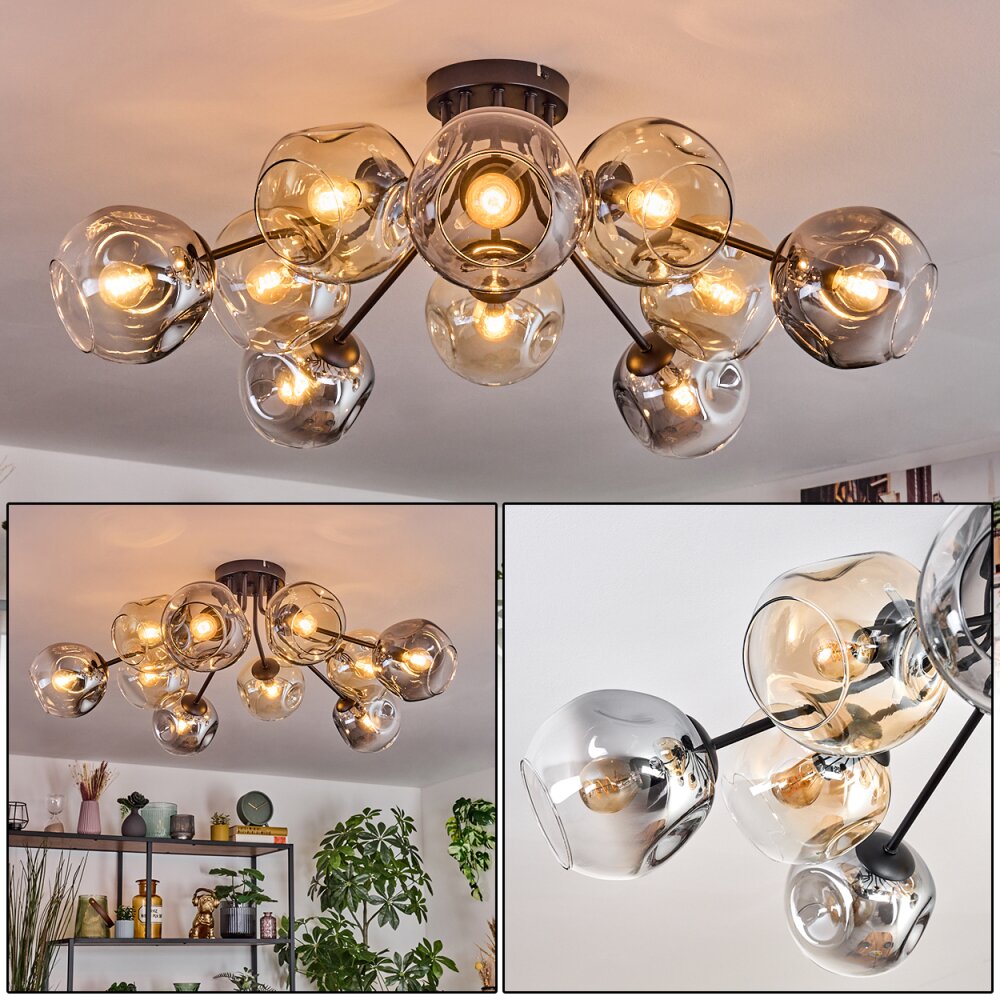 Ripoll Plafoniera, Lampada a sfera Ambrato, Chiaro, Grigio fumo, 10-Luci main product photo