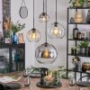Koyoto Lampadario a sospensione, Lampada a sfera, Lampada a sospensione a cluster Ambrato, Cromo, Chiaro, Grigio fumo, 4-Luci