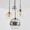 Koyoto Lampadario a sospensione, Lampada a sfera, Lampada a sospensione a cluster Ambrato, Cromo, Chiaro, Grigio fumo, 4-Luci