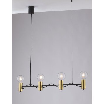 Gnarp Lampada a Sospensione Nero-Oro, 4-Luci