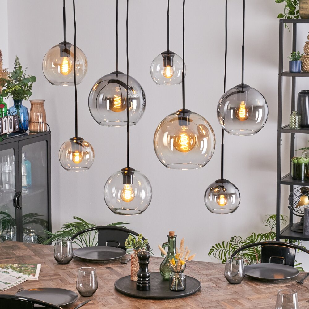 Koyoto Lampadario a sospensione, Lampada a sfera, Lampada a sospensione Ambrato, Chiaro, Grigio fumo, 8-Luci main product photo