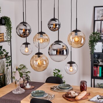 Gastor Lampadario a sospensione, Lampada a sfera, Lampada a sospensione Ambrato, Cromo, Chiaro, Grigio fumo, 8-Luci