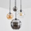 Ripoll Lampadario a sospensione, Lampada a sfera, Lampada a sospensione a cluster Ambrato, Cromo, Chiaro, Grigio fumo, 4-Luci