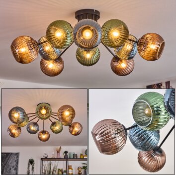 Koyoto Plafoniera, Lampada a sfera 85 cm Blu, Verde, Ramato, 10-Luci