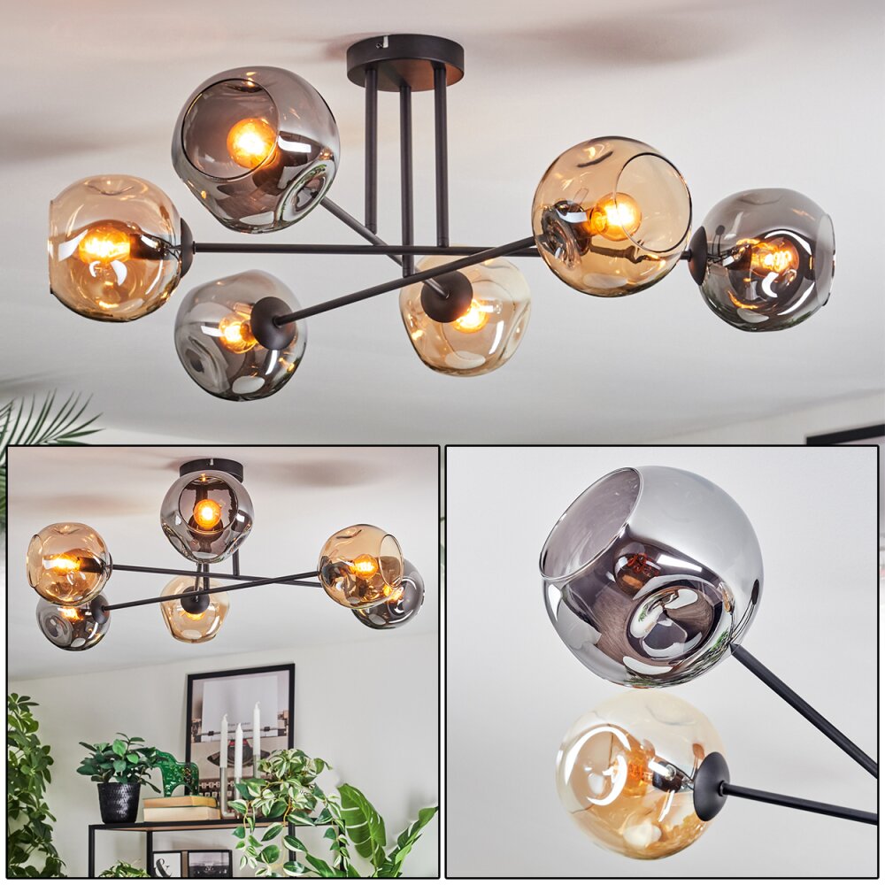 Ripoll Plafoniera, Lampada a sfera Ambrato, Grigio fumo, 6-Luci main product photo