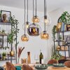 Koyoto Lampadario a sospensione, Lampada a sfera, Lampada a sospensione Ambrato, Cromo, Chiaro, Grigio fumo, 6-Luci