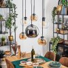Koyoto Lampadario a sospensione, Lampada a sfera, Lampada a sospensione Ambrato, Cromo, Chiaro, Grigio fumo, 6-Luci