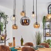 Koyoto Lampadario a sospensione, Lampada a sfera, Lampada a sospensione Ambrato, Cromo, Chiaro, Grigio fumo, 6-Luci