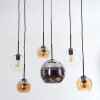 Koyoto Lampadario a sospensione, Lampada a sfera, Lampada a sospensione Ambrato, Cromo, Chiaro, Grigio fumo, 6-Luci