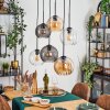 Koyoto Lampadario a sospensione, Lampada a sfera, Lampada a sospensione Ambrato, Chiaro, Grigio fumo, 6-Luci