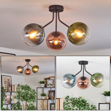 Gastor Plafoniera, Lampada a sfera Blu, Verde, Chiaro, Ramato, 3-Luci