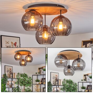 Koyoto Plafoniera, Lampada a sfera Écru, Nero, 3-Luci