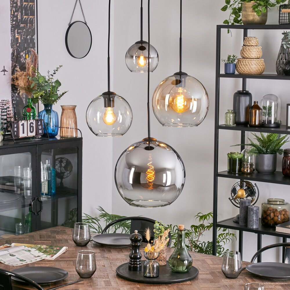 Koyoto Lampadario a sospensione, Lampada a sfera, Lampada a sospensione a cluster 35 cm Ambrato, Cromo, Chiaro, Grigio fumo, 4-Luci main product photo