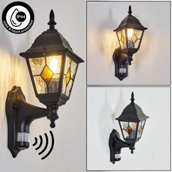 Naofe Lampada da parete per esterno, Applique Nero, 1-Luce, Sensori di movimento