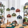 Koyoto Lampadario a sospensione, Lampada a sfera, Lampada a sospensione Blu, Verde, Chiaro, Ramato, 6-Luci