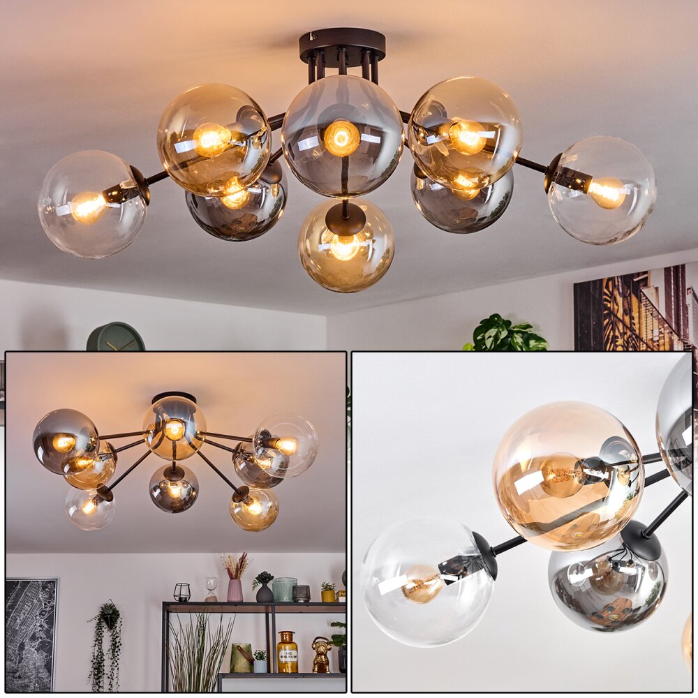 Gastor Plafoniera, Lampada a sfera Ambrato, Chiaro, Grigio fumo, 8-Luci main product photo