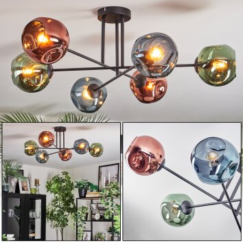 Ripoll Plafoniera, Lampada a sfera Blu, Verde, Ramato, 6-Luci