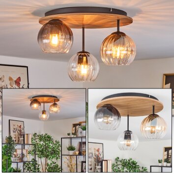 Koyoto Plafoniera, Lampada a sfera Écru, Nero, 3-Luci