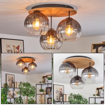 Koyoto Plafoniera, Lampada a sfera Écru, Nero, 3-Luci