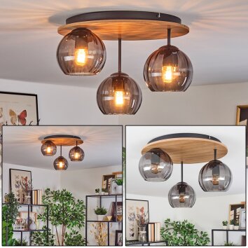 Koyoto Plafoniera, Lampada a sfera Écru, Nero, 3-Luci