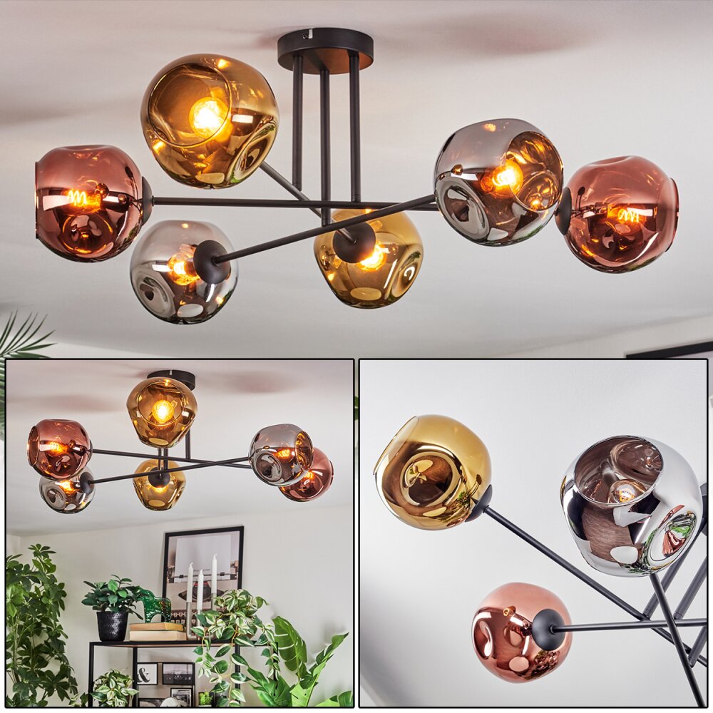 Ripoll Plafoniera, Lampada a sfera Cromo, Oro, Ramato, Grigio fumo, 6-Luci main product photo