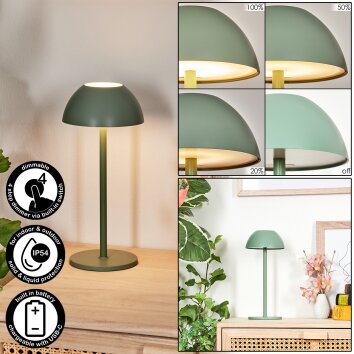 Laken Lampada da tavolo per esterno, Illuminazione bagno, Lampada da tavolo LED Verde, 1-Luce
