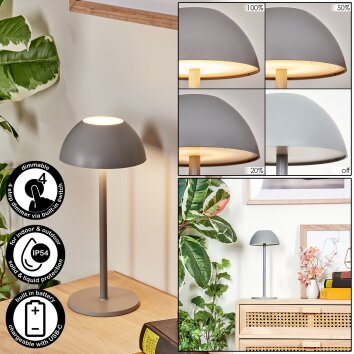 Laken Lampada da tavolo per esterno, Illuminazione bagno, Lampada da tavolo LED Grigio, 1-Luce