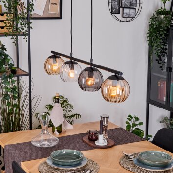 Koyoto Lampadario a sospensione, Lampada a sfera, Lampada a sospensione Ambrato, Chiaro, Grigio fumo, 4-Luci