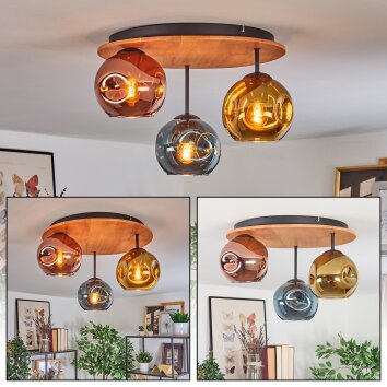 Ripoll Plafoniera, Lampada a sfera Écru, Nero, 3-Luci