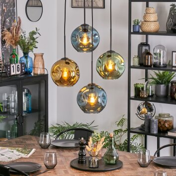 Ripoll Lampadario a sospensione, Lampada a sfera, Lampada a sospensione a cluster Blu, Oro, Verde, 4-Luci
