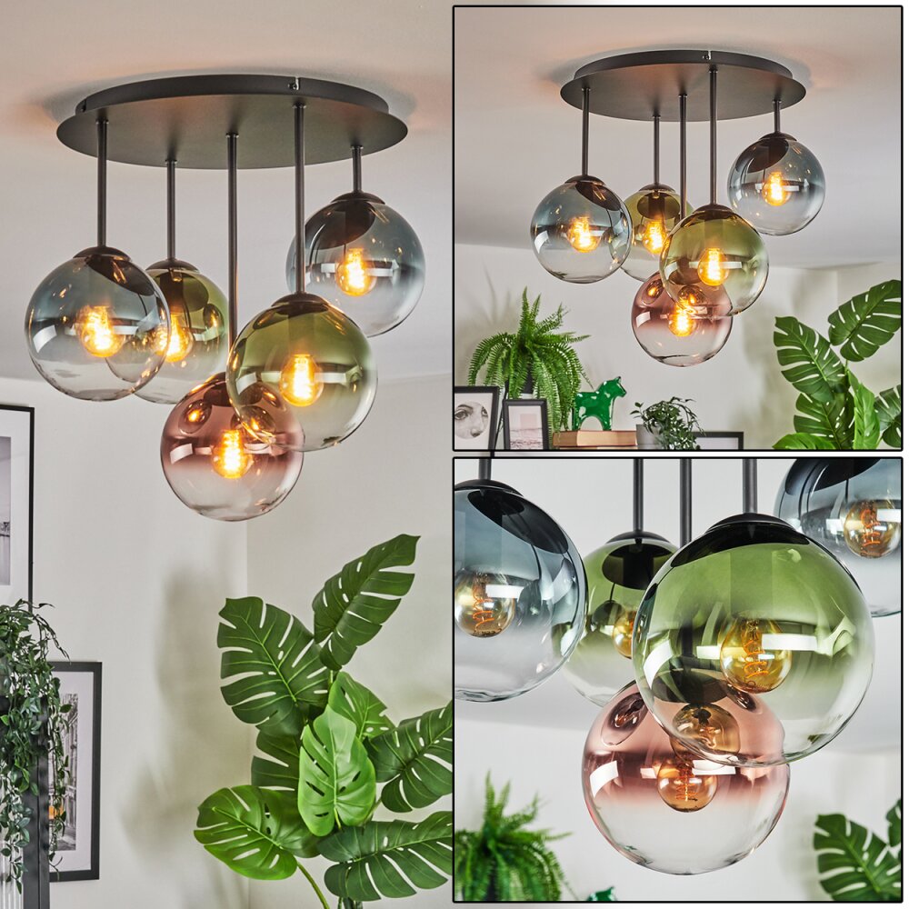 Gastor Plafoniera, Lampada a sfera 45 cm Blu, Verde, Chiaro, Ramato, 5-Luci main product photo