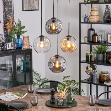 Ripoll Lampadario a sospensione, Lampada a sfera, Lampada a sospensione a cluster Ambrato, Chiaro, Grigio fumo, 4-Luci
