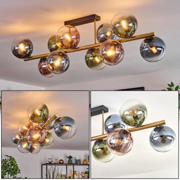 Gastor Plafoniera, Lampada a sfera Oro, Nero, 10-Luci