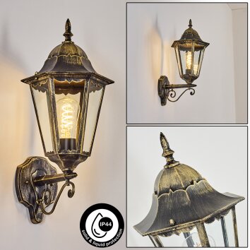 Hongkong Lampada da parete per esterno, Applique Oro, Nero, 1-Luce