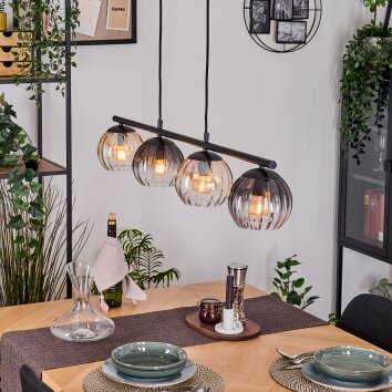 Koyoto Lampadario a sospensione, Lampada a sfera, Lampada a sospensione Ambrato, Chiaro, Grigio fumo, 4-Luci