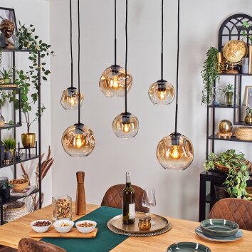 Ripoll Lampadario a sospensione, Lampada a sfera, Lampada a sospensione Ambrato, Chiaro, 6-Luci