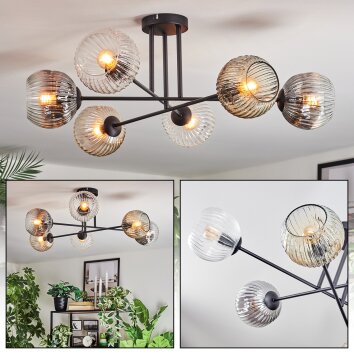 Ripoll Plafoniera, Lampada a sfera Ambrato, Chiaro, Grigio fumo, 6-Luci