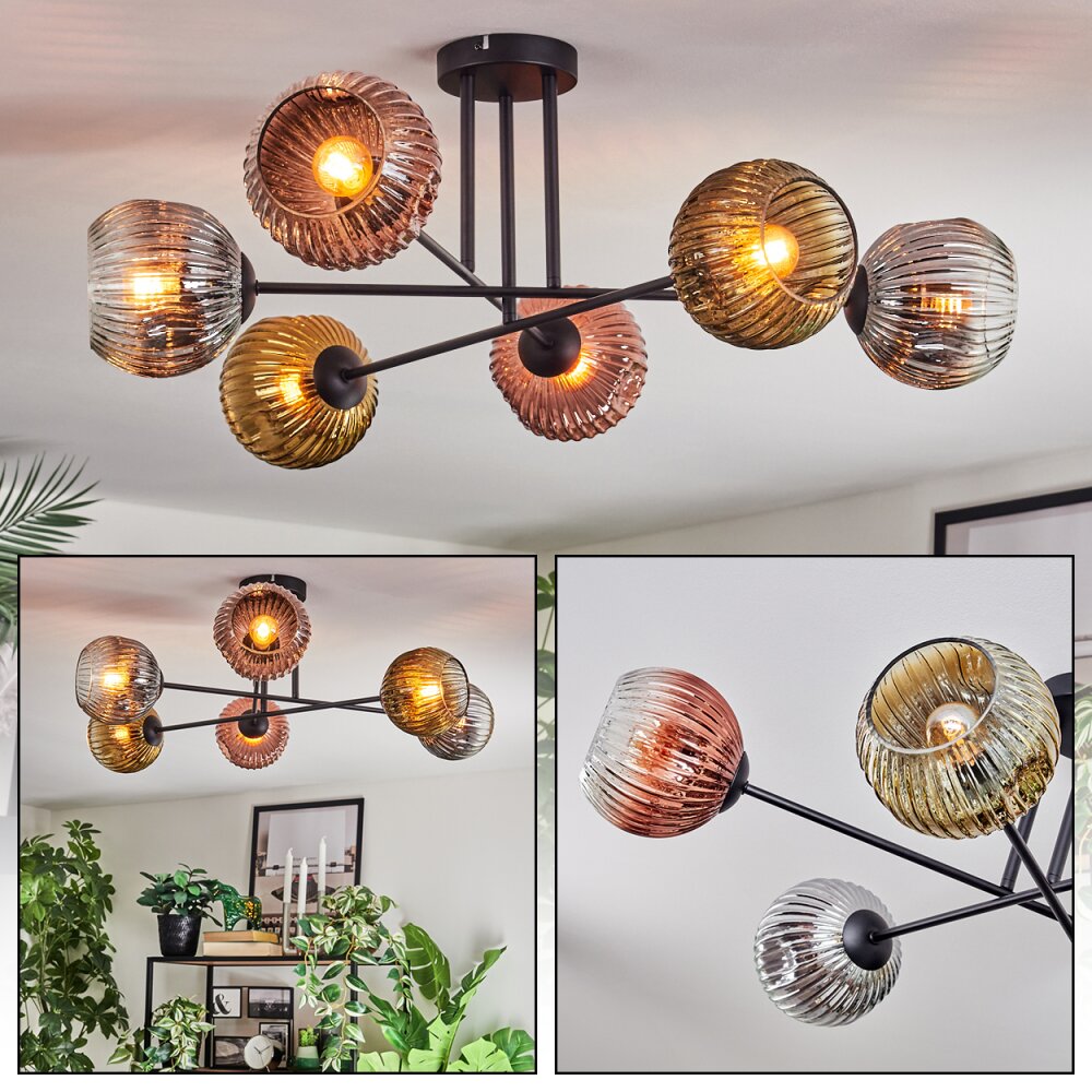 Ripoll Plafoniera, Lampada a sfera Cromo, Oro, Chiaro, Ramato, Grigio fumo, 6-Luci main product photo