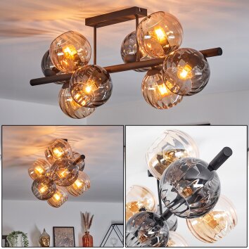 Koyoto Plafoniera, Lampada a sfera Ambrato, Grigio fumo, 8-Luci